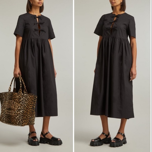Ganni | Cotton Poplin Tie String Dress - Picture 1 of 4